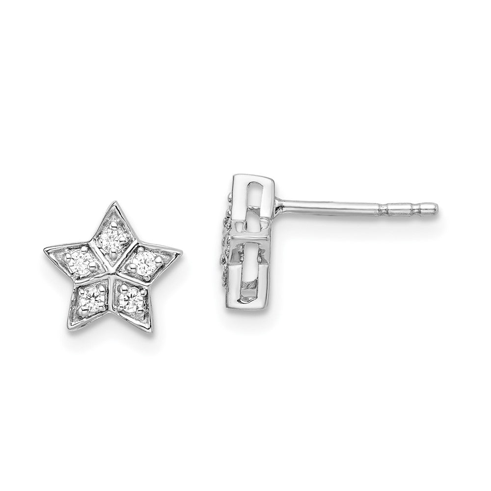 14k White Gold 1/10 CT Lab Grown Diamond Star Stud Earrings
