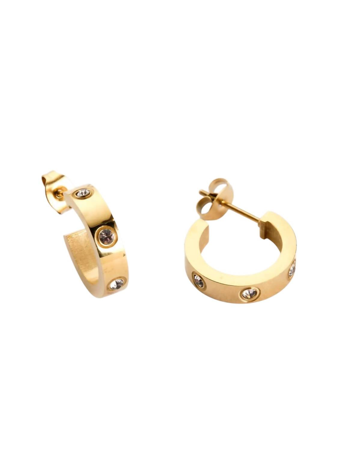 Women's Small Jewel Hoops Earring In Gold