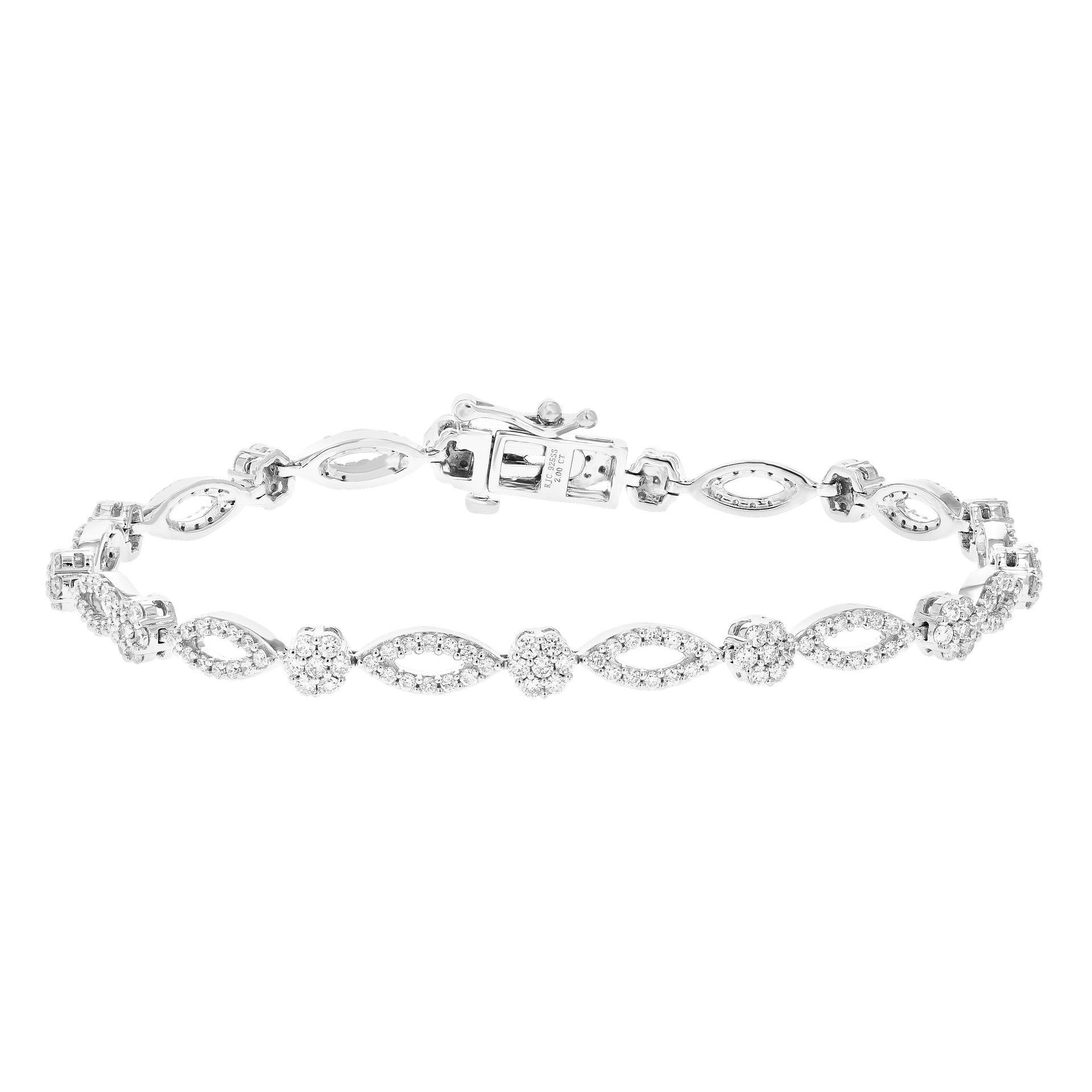 2 cttw Round Lab Grown Diamond Tennis Bracelet .925 Sterling Silver Prong Set
