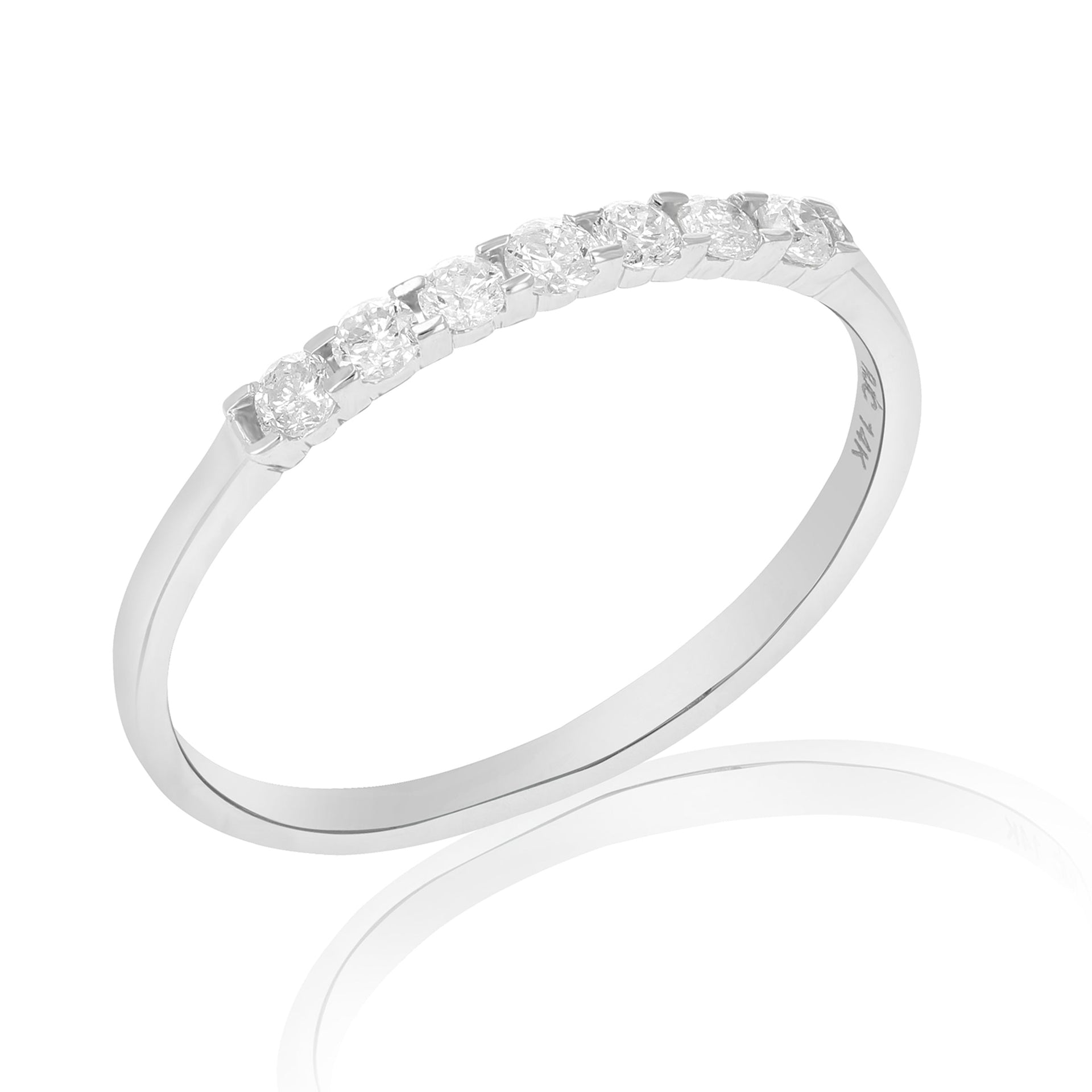 1/4 cttw 7 Stones Diamond Wedding Band 14K White Gold Bridal Rind Round