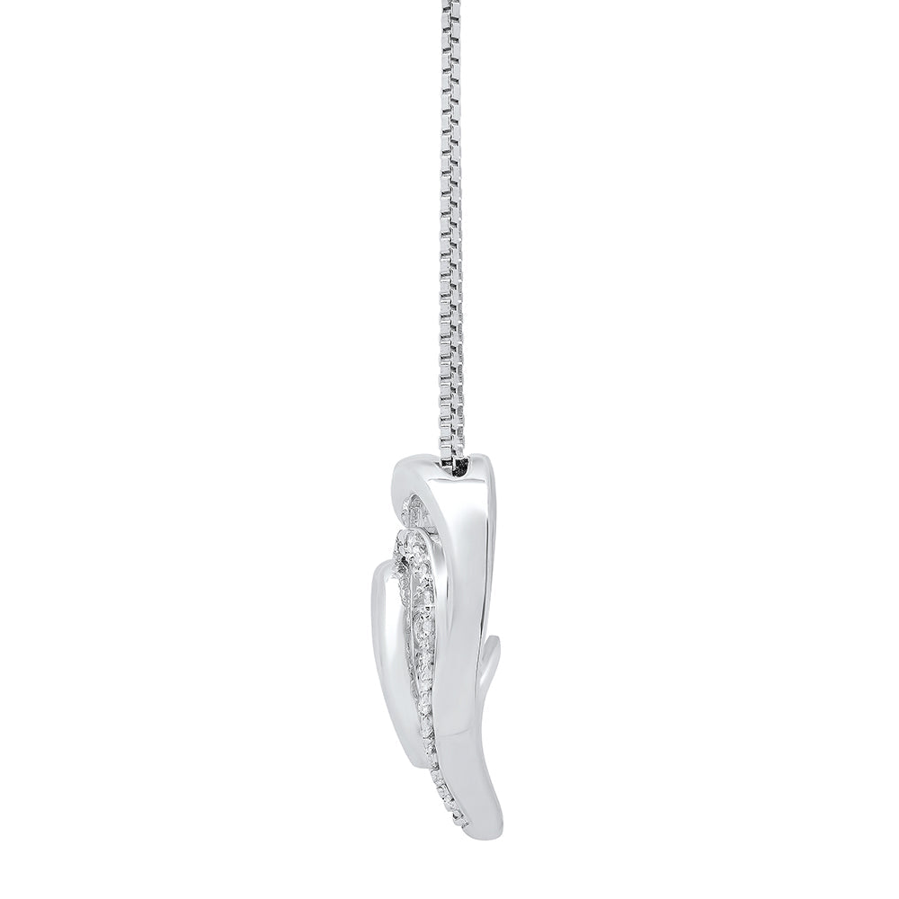 Dancing Diamond Heartbeats Heart Pendant Necklace in 925 Sterling Silver (1/8 ct.tw.), 18'
