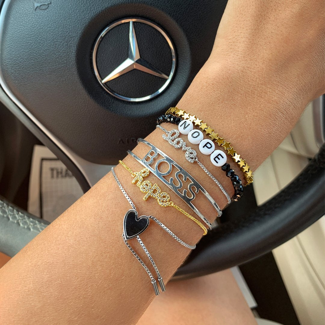 Adornia Heart Bolo Slider Bracelet silver