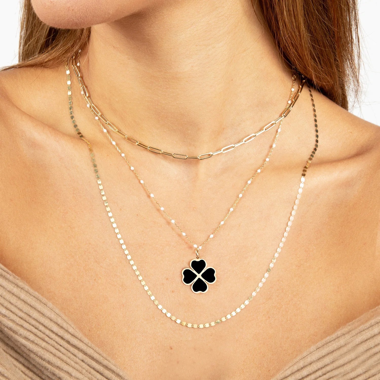 Onyx Lucky Clover Charm 13mm