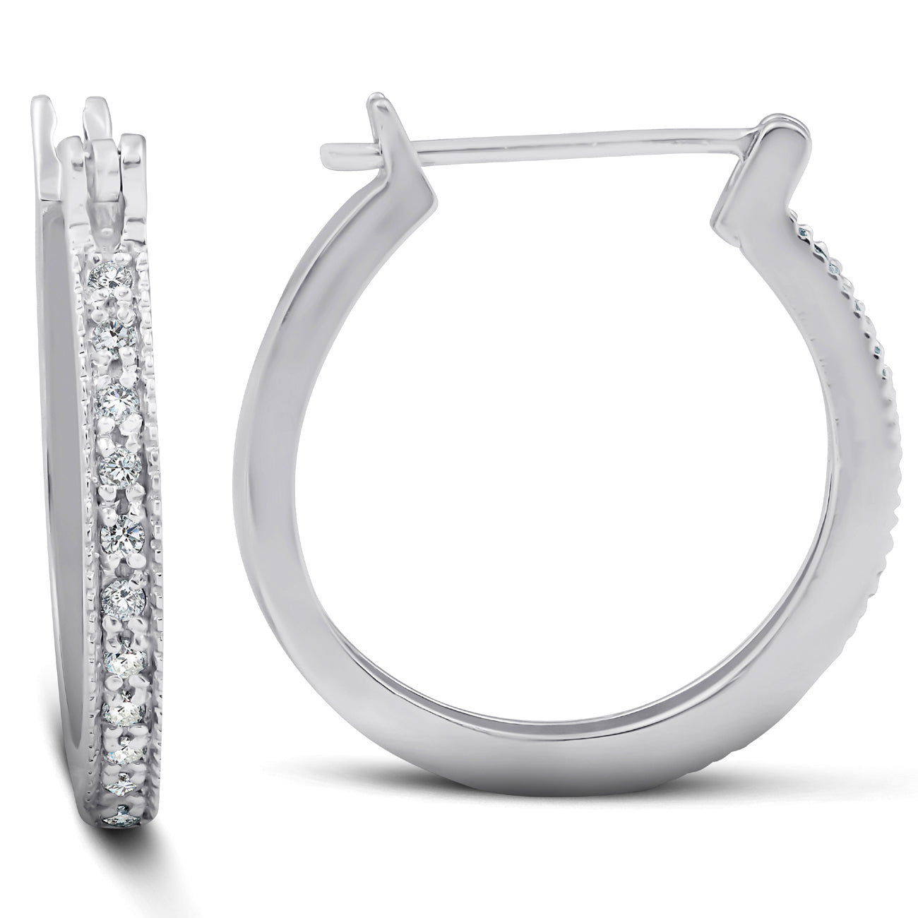 1/4ct Diamonds Hoops Milgrain 14K White Gold