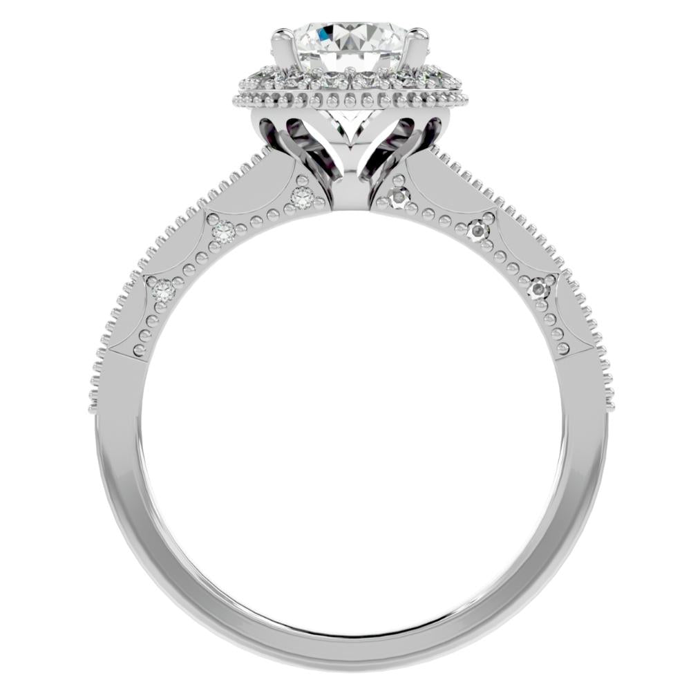 1 1/10Ct Vintage Diamond Moissanite Halo Engagement Ring White Yellow Rose Gold