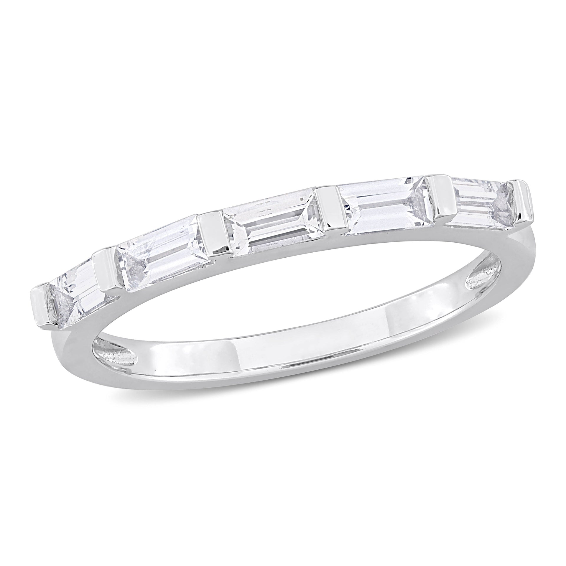 Mimi & Max 4/5ct TGW Baguette-Cut White Sapphire Anniversary Band in 10k White Gold