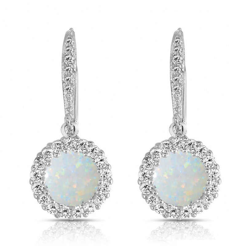 Sterling Silver with Colored Cubic Zirconia Drop Euro Earrings