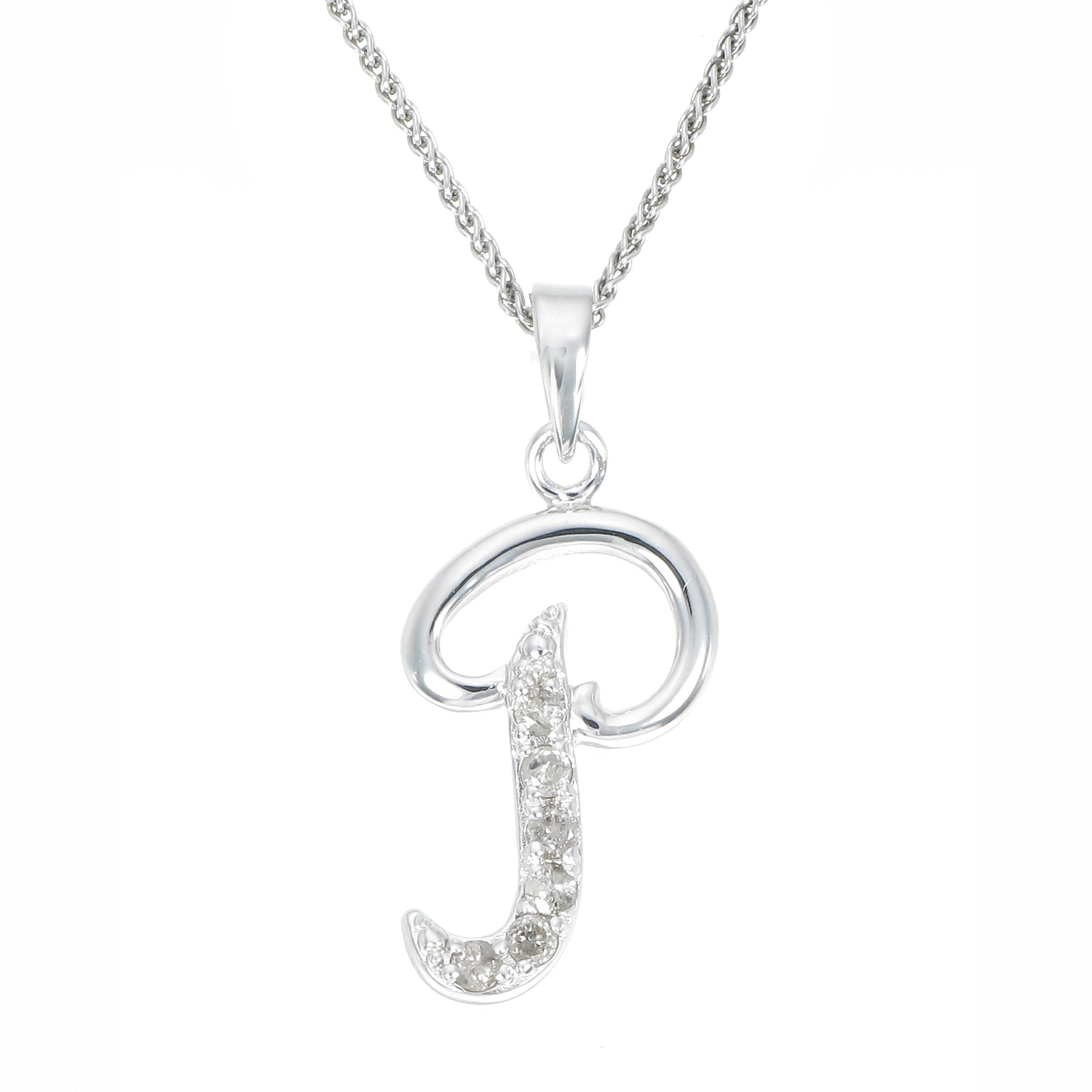 Pick Your Letter! .925 Sterling Silver Alphabet Pendant 1/8 cttw Diamond