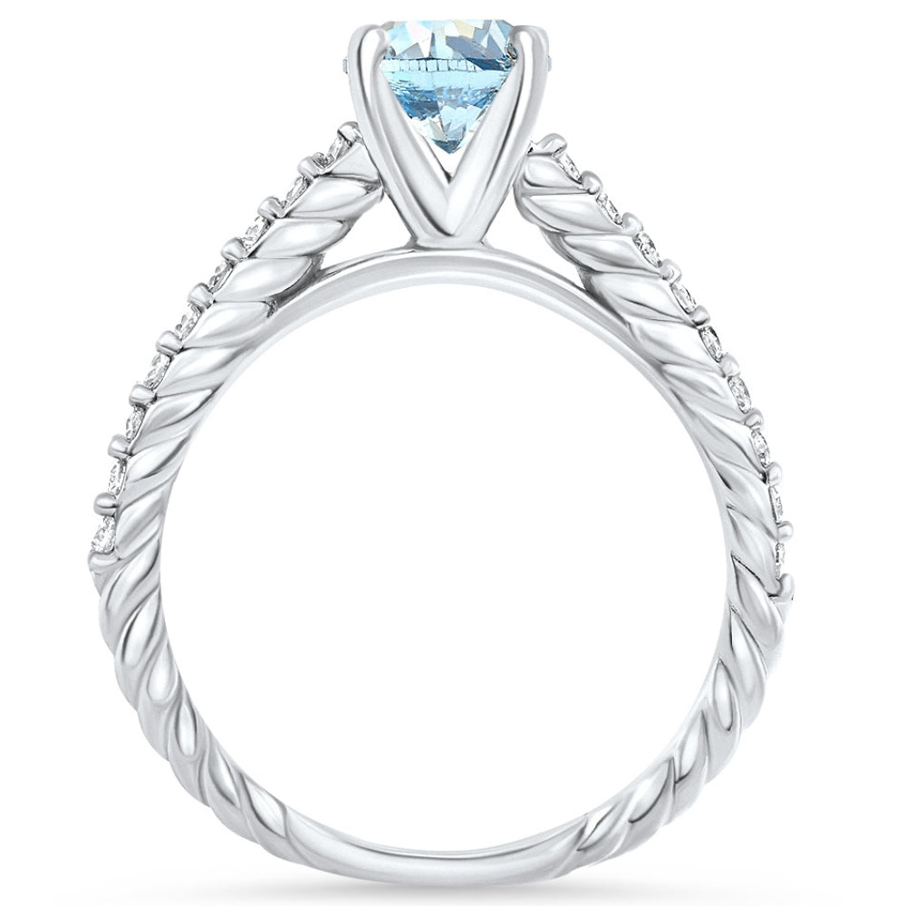 1Ct Blue Diamond Engagement Ring 14k White Gold Lab Grown