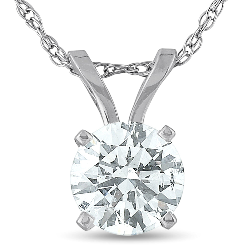 5/8 Ct Diamond Solitaire Pendant Necklace Available in 14k White or Yellow Gold