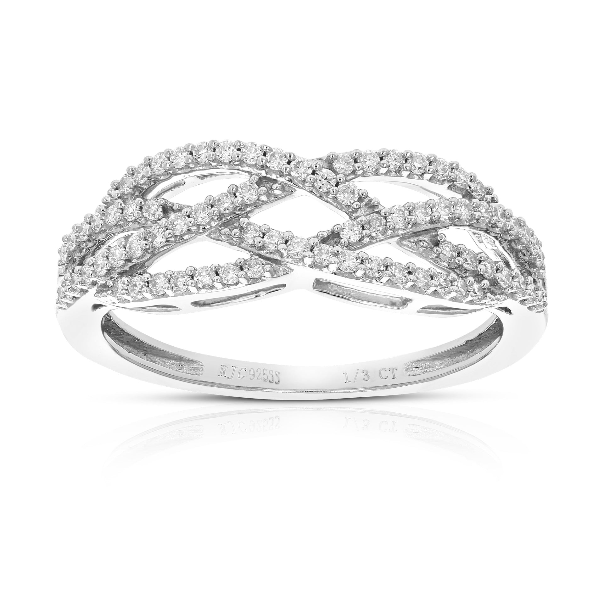1/3 cttw Round Lab Grown Diamond Prong Set Engagement Ring .925 Sterling Silver