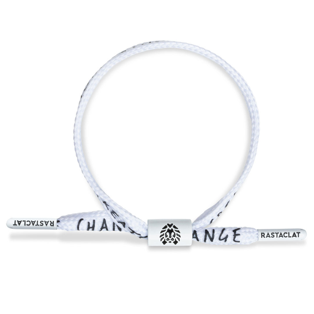 Rastaclat Original Hand Assembled White Create Change Adjustable Single Lace Bracelet