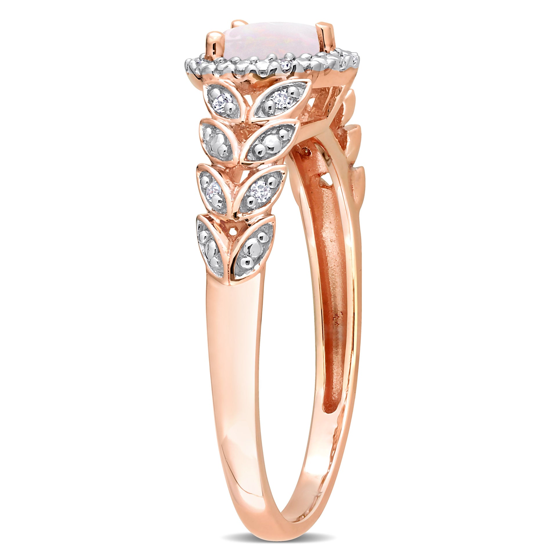 1/3 CT TGW Heart Shape Opal and Diamond Accent Halo Ring in 10K Rose Gold