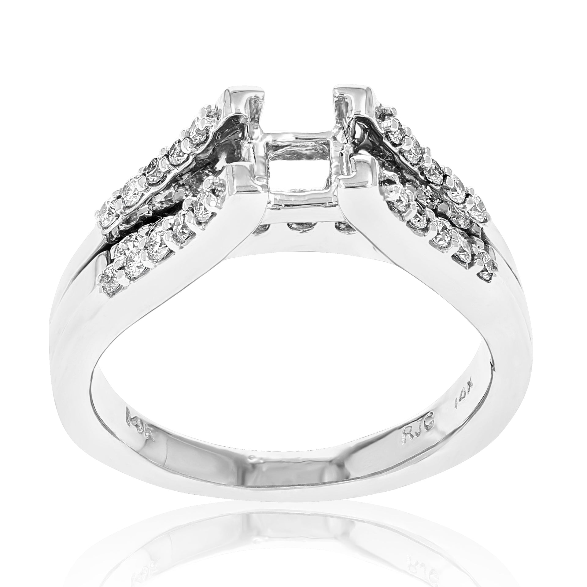 1/2 cttw Semi Mount Diamond Engagement Ring 14K White Gold Princess