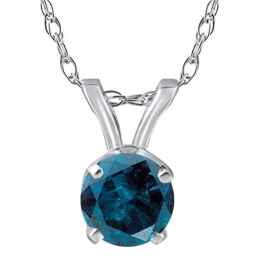 5/8ct Blue Diamond Solitaire 14K White Gold Pendant