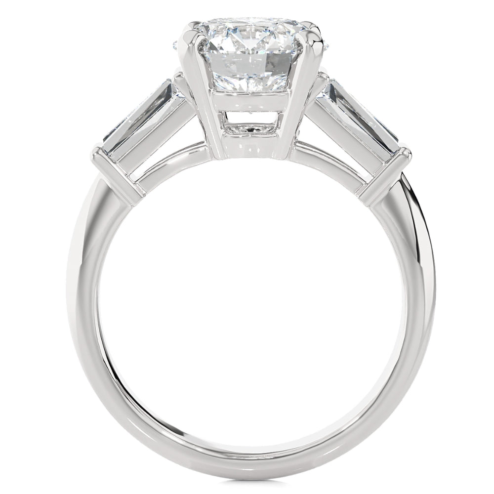 Certified 2 5/8 ct 3-Stone Baguette Diamond Engagement Ring 14k Gold Lab Grown