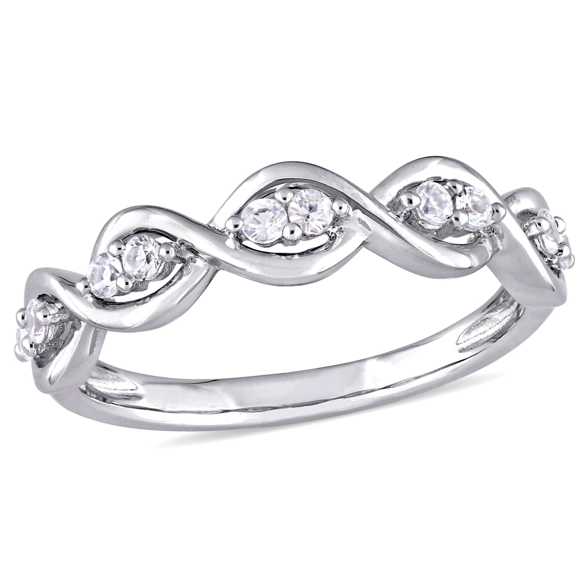 1/3ct TW White Sapphire Stackable Infinity Anniversary Ring in 14k White Gold