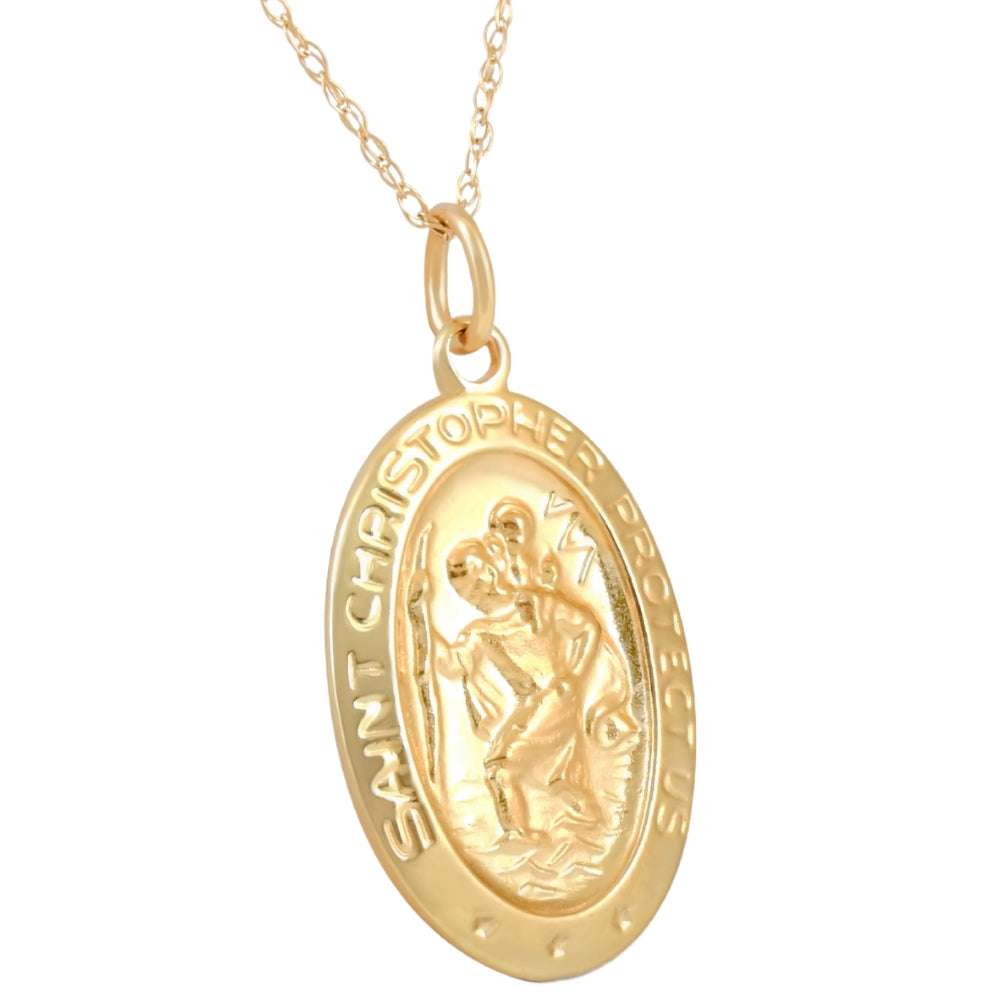 14k Yellow Gold St. Christopher Medal Pendant .5' Tall 1.5 Grams