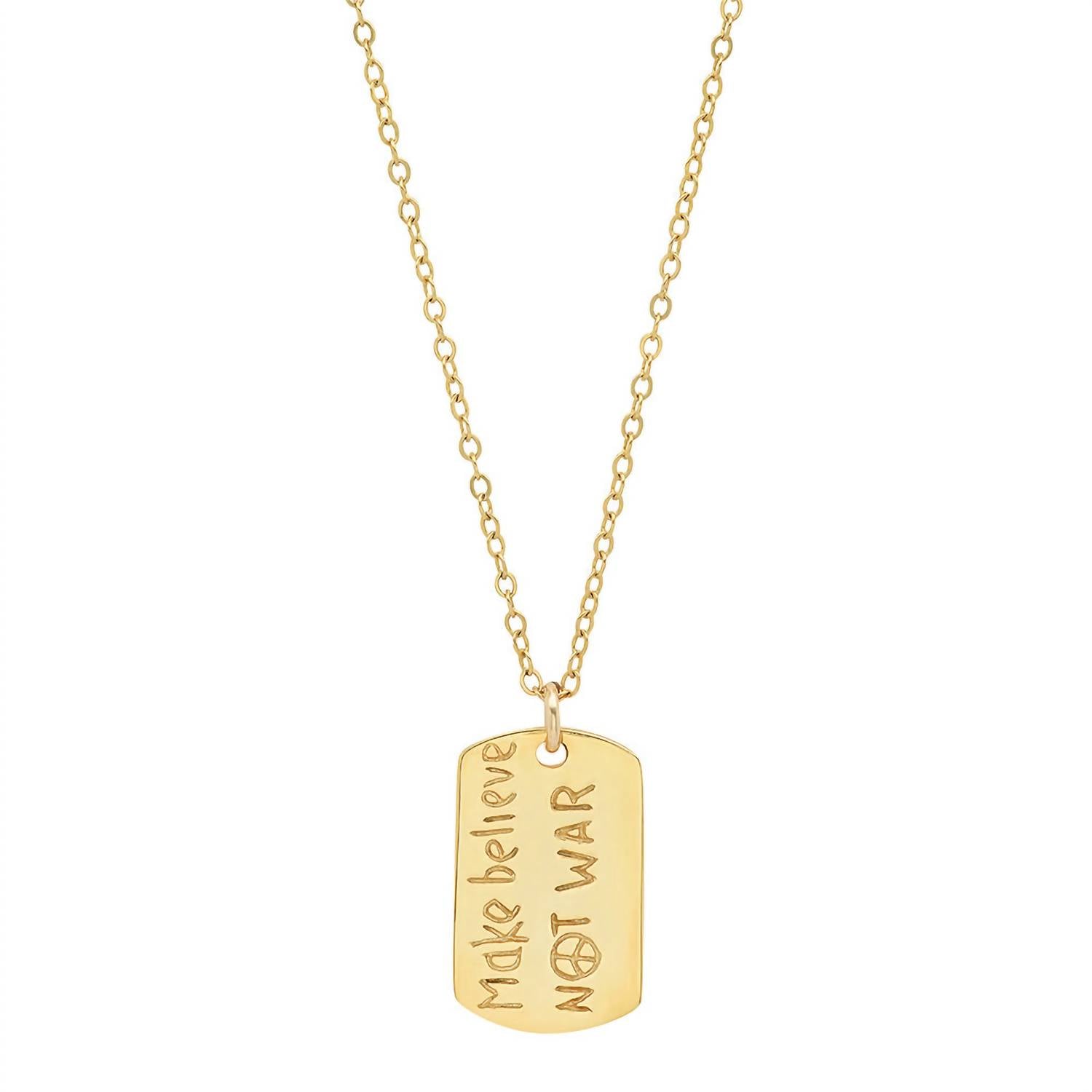 Women's Vermeil 'resolutions We Can All Keep' Dogtags Max Necklace In Make Believe Not War