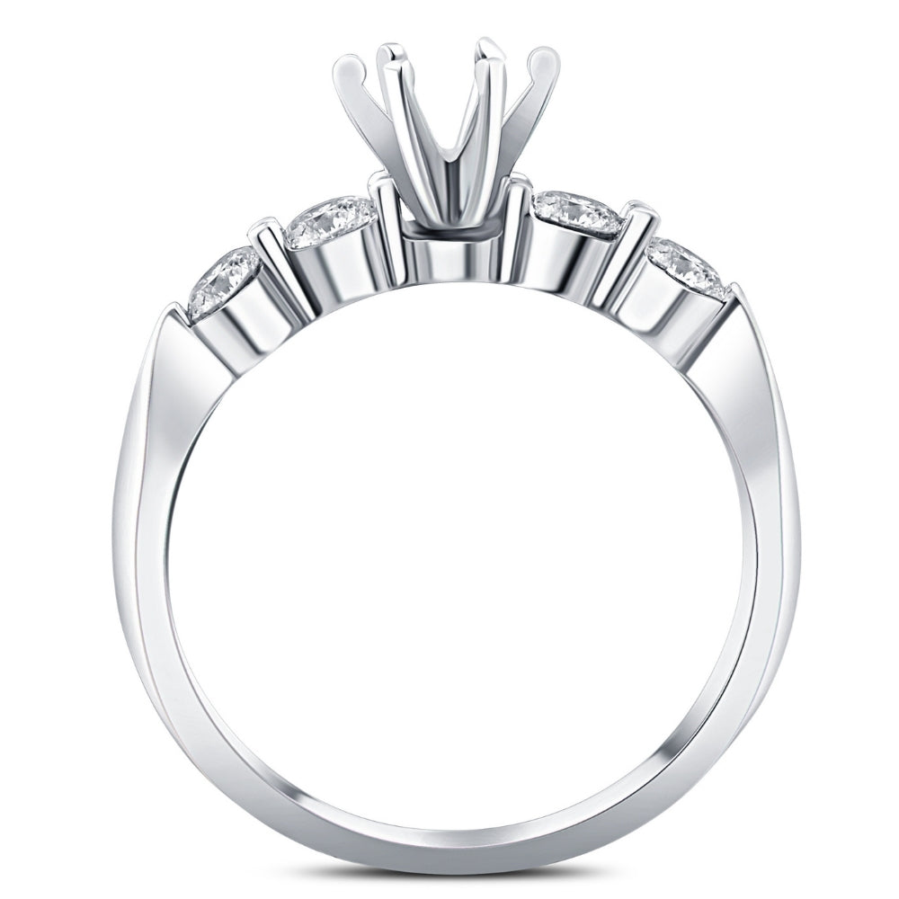 1/2 CT Diamond Semi Mount Engagement Ring 14K White Gold Round Setting