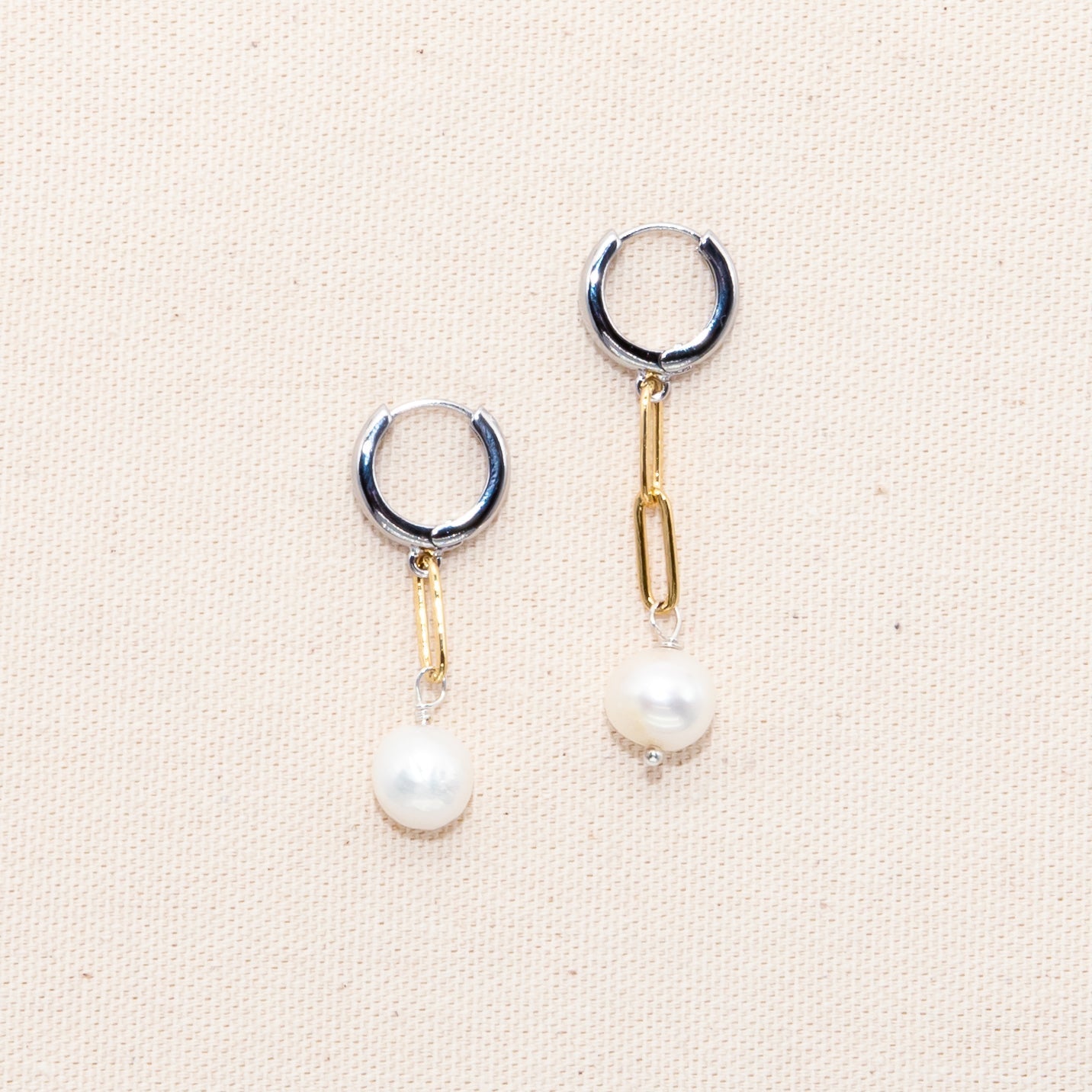 Sake Gold & Silver Plated Pearl Earrings