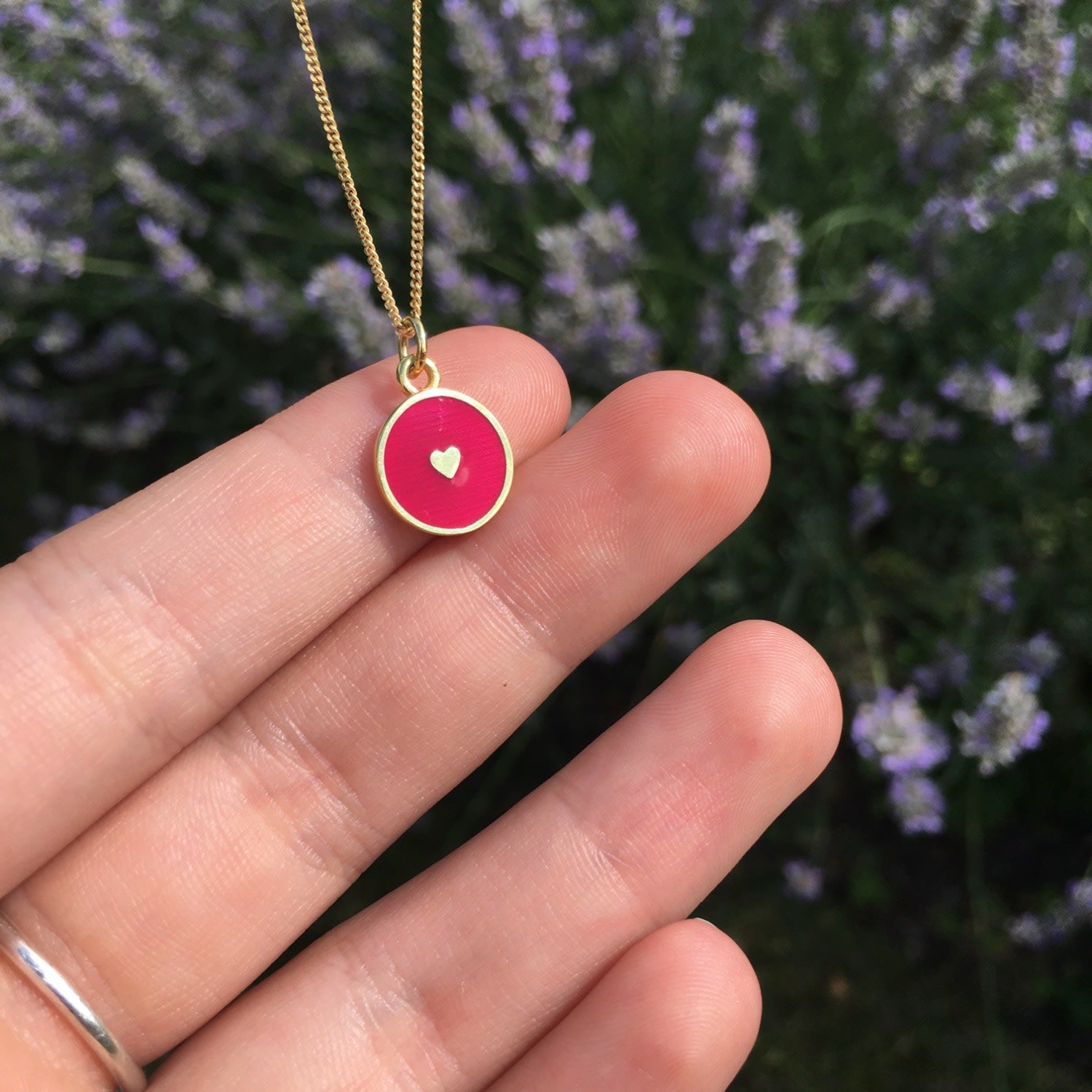 Small Heart Gold Vermeil Red