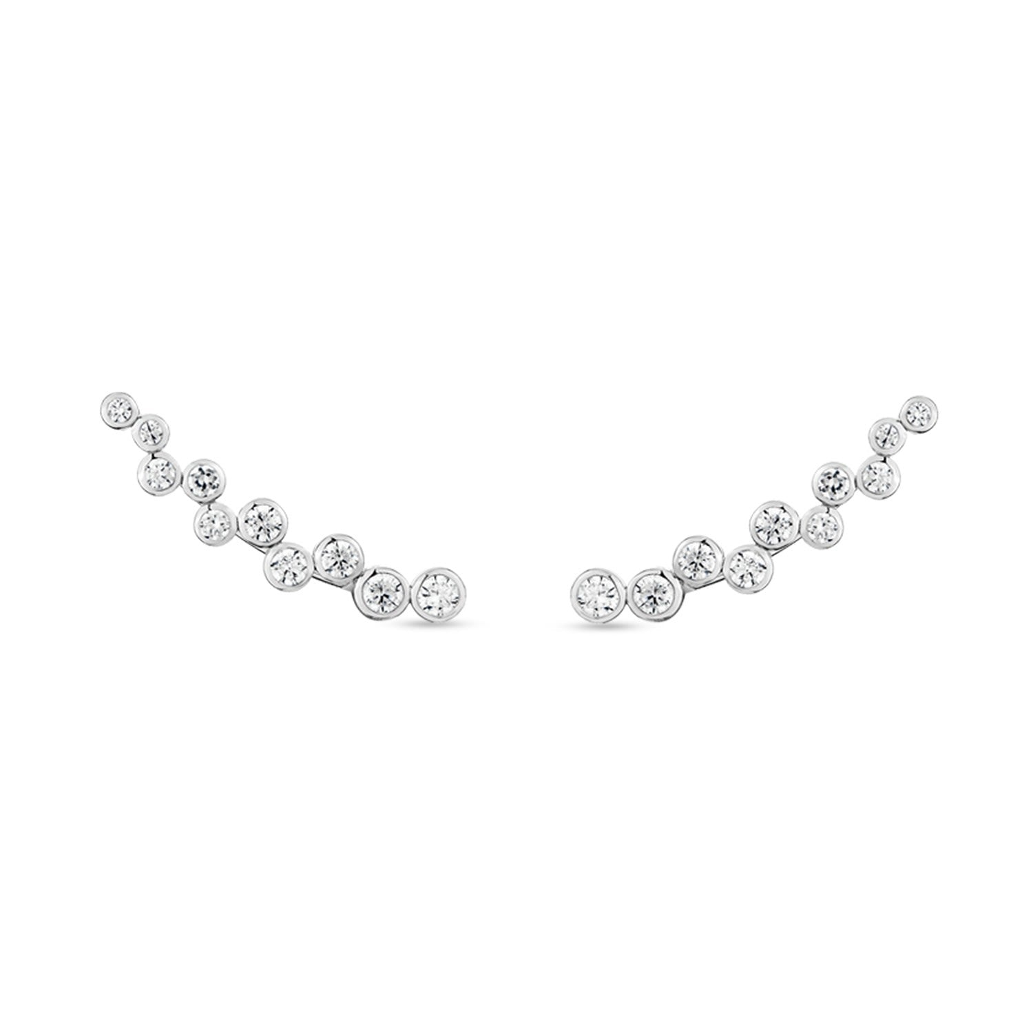 Minx Ear Climber With Man Made Cz Diamond Stimulant In Sterling Silver