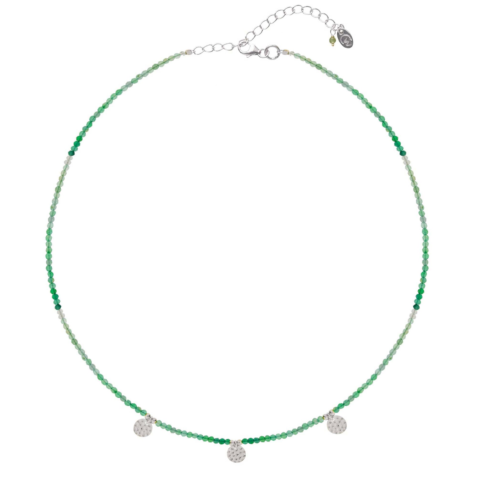 Be In Nature Silver Beaded Necklace - Green Onyx