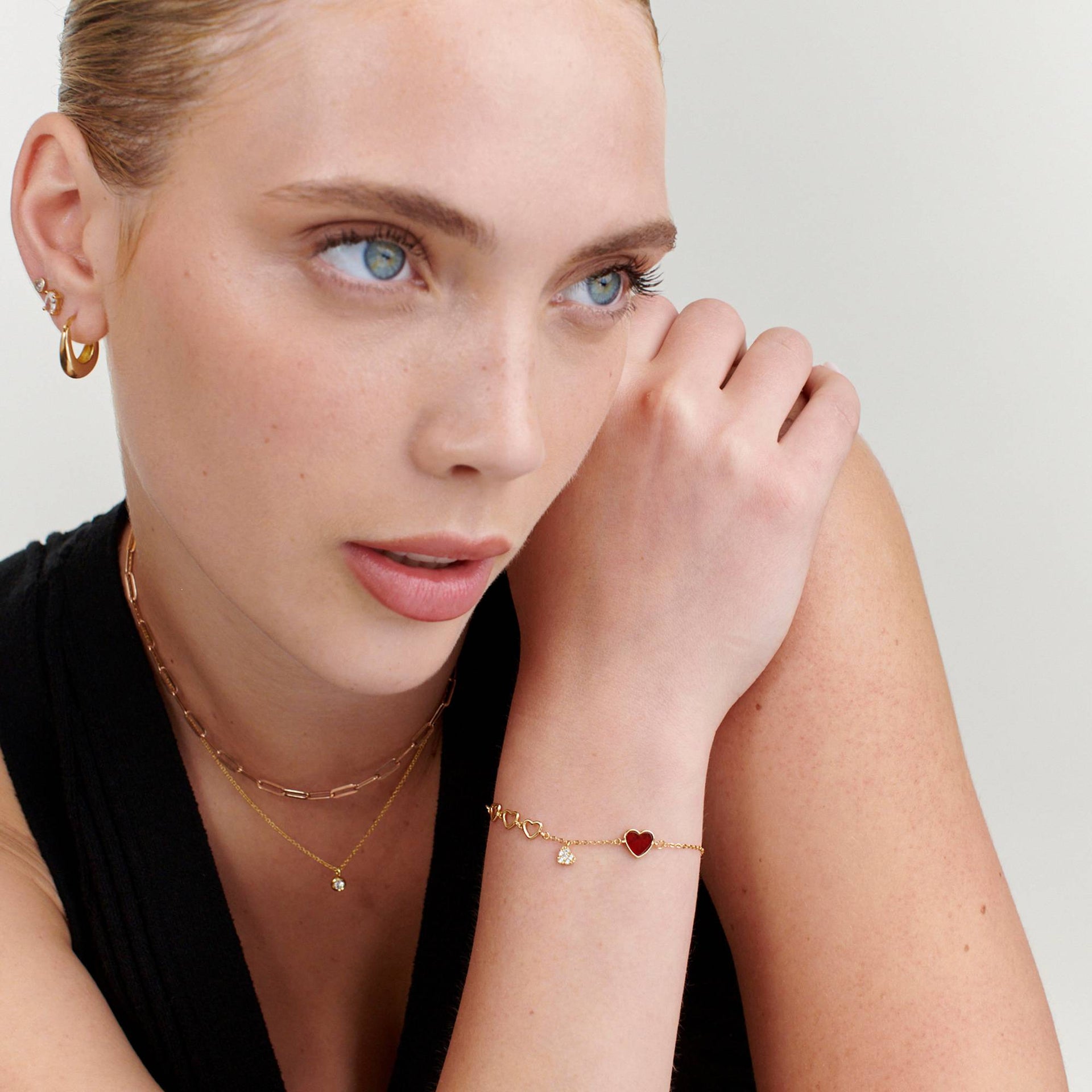 Be Mine Red Heart Bracelet in 18K Gold Vermeil