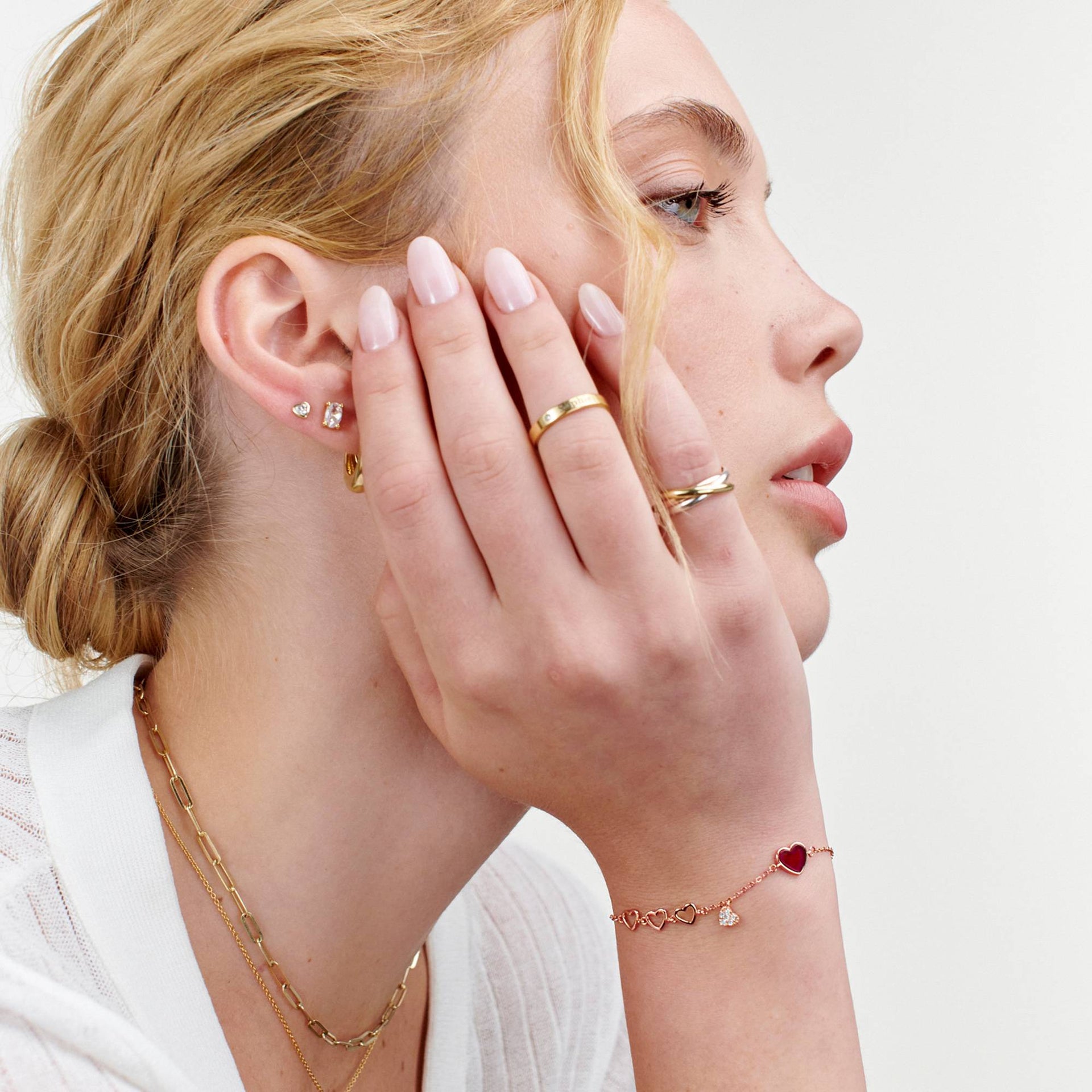 Be Mine Red Heart Bracelet in 18K Rose Gold Plating