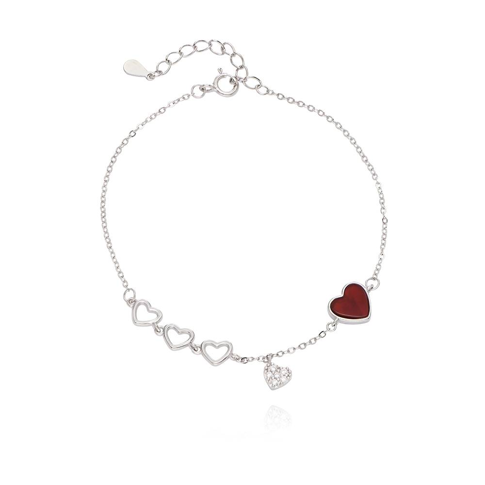Be Mine Red Heart Bracelet in Sterling Silver