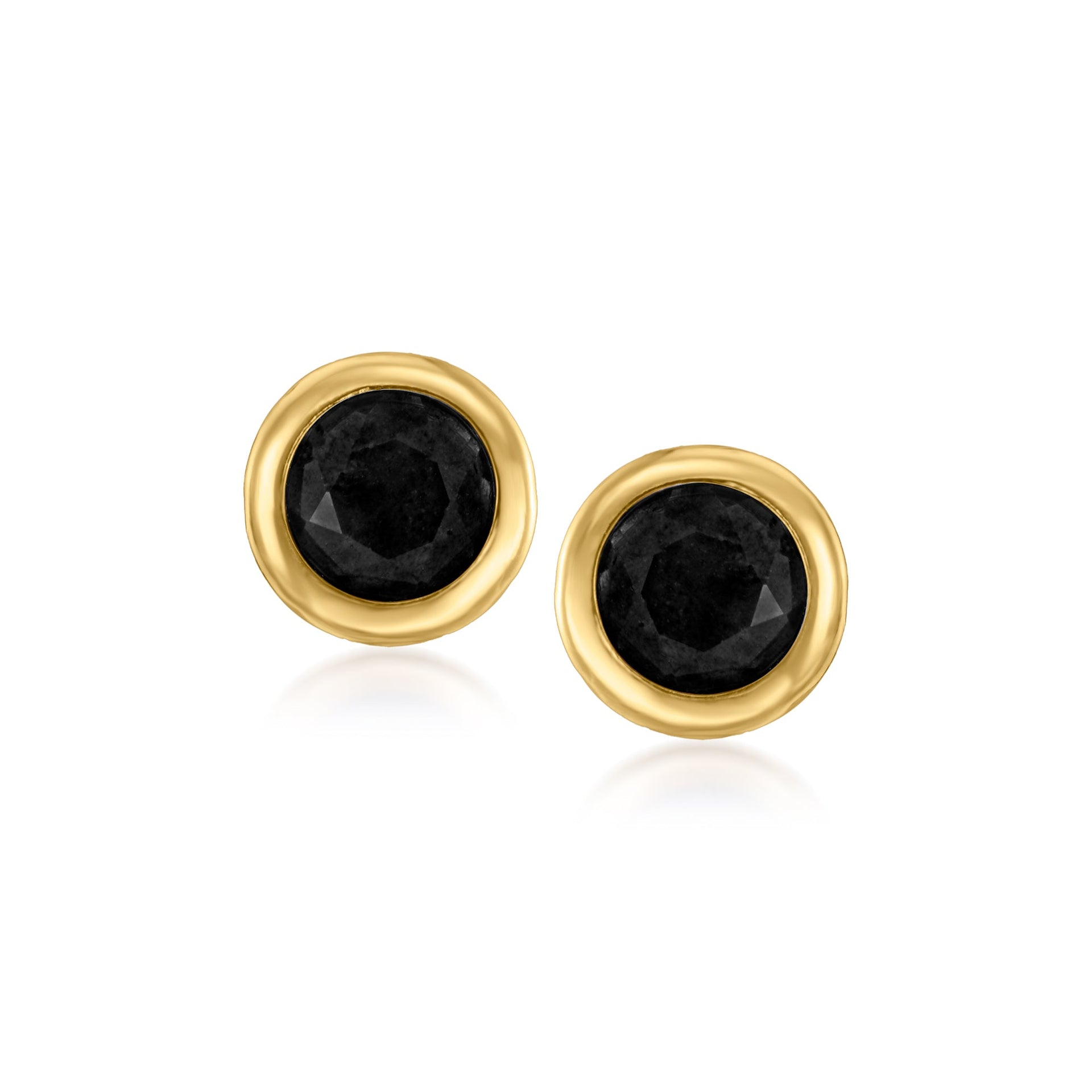 Canaria Bezel-Set Black Onyx Stud Earrings in 10kt Yellow Gold