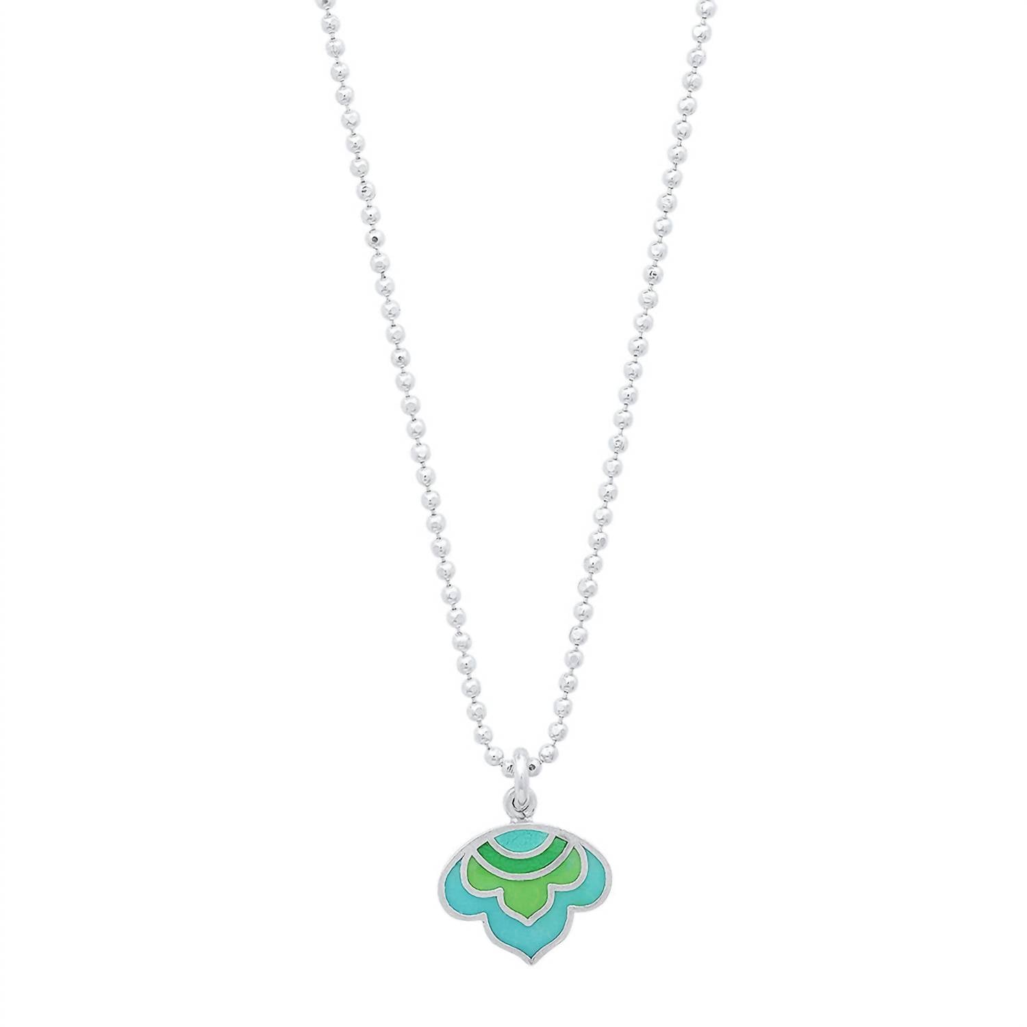 Women's Enameled Lotus Pendant Necklace In Sterling/turquoise