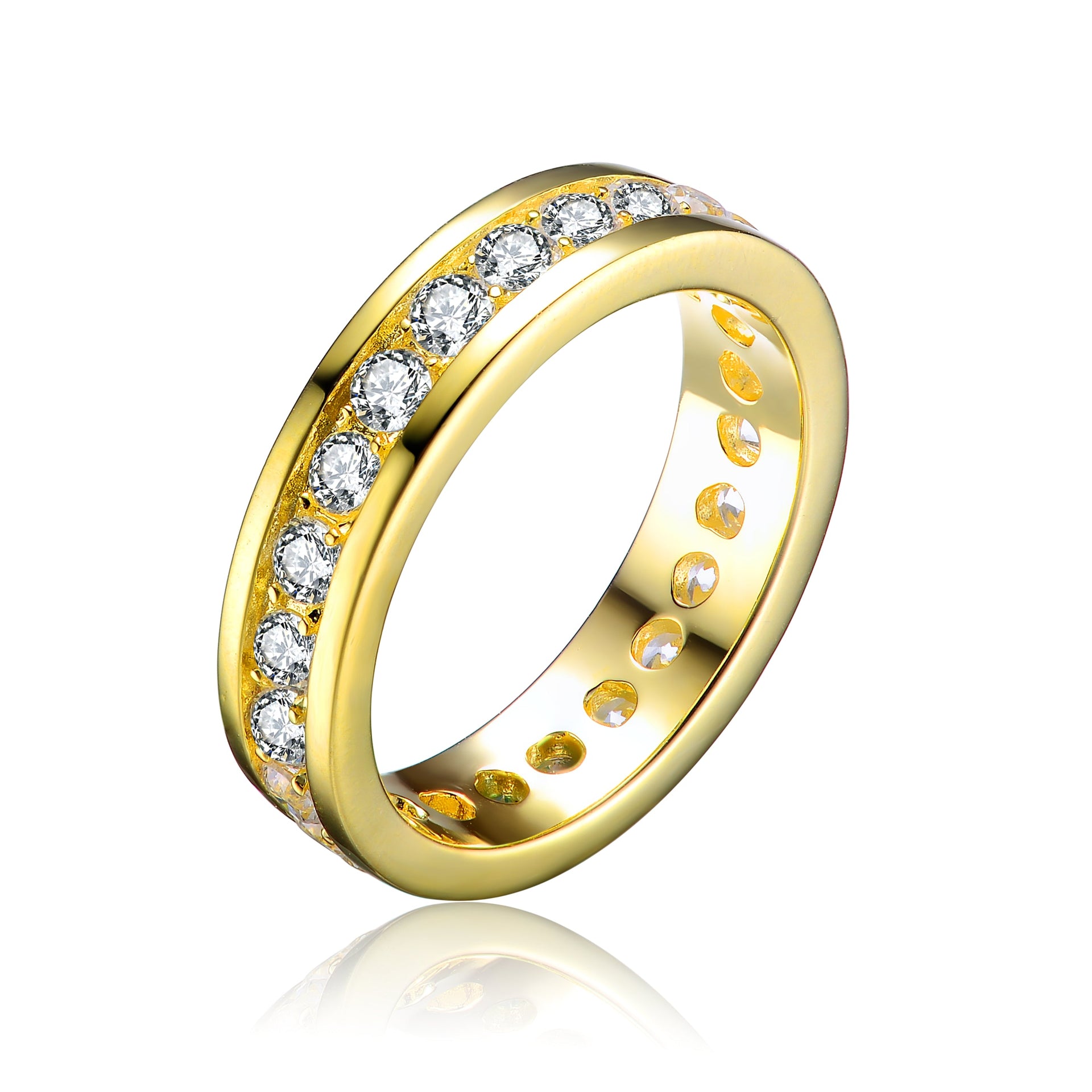 Sterling Silver Gold Plated Cubic Zirconia Band Ring
