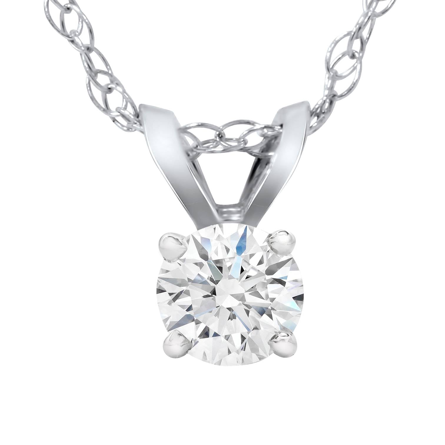 1/4 Carat Solitaire Lab Grown Diamond Pendant 14K White Gold