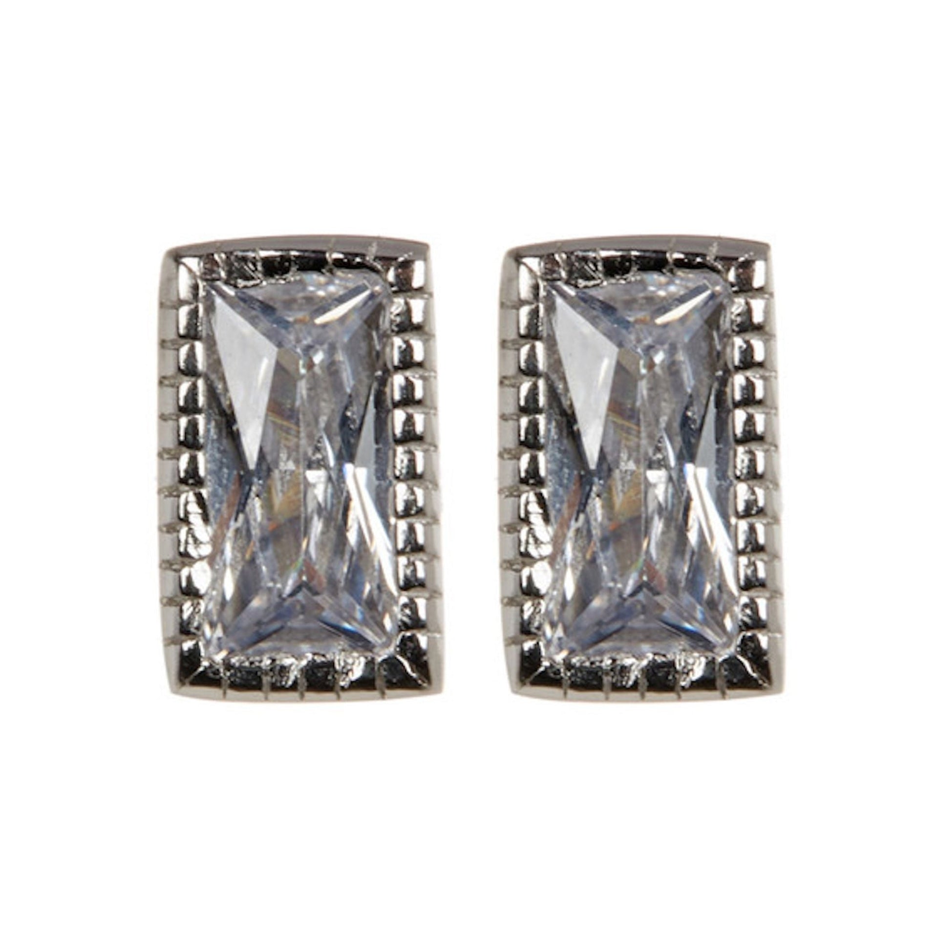 Adornia Rectangle Crystal Studs silver