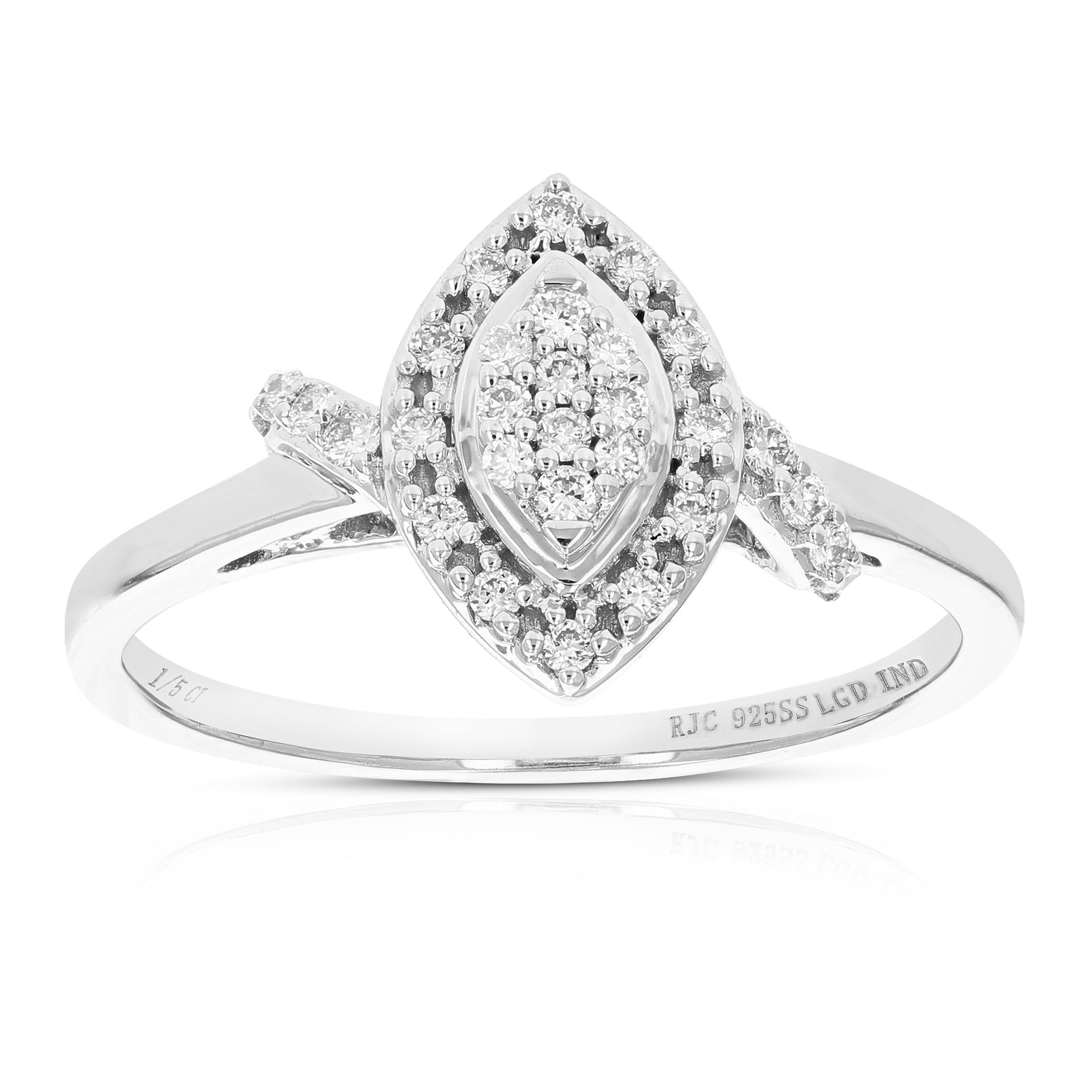 1/6 cttw Round Cut Lab Grown Diamond Engagement Ring .925 Sterling Silver Prong Set
