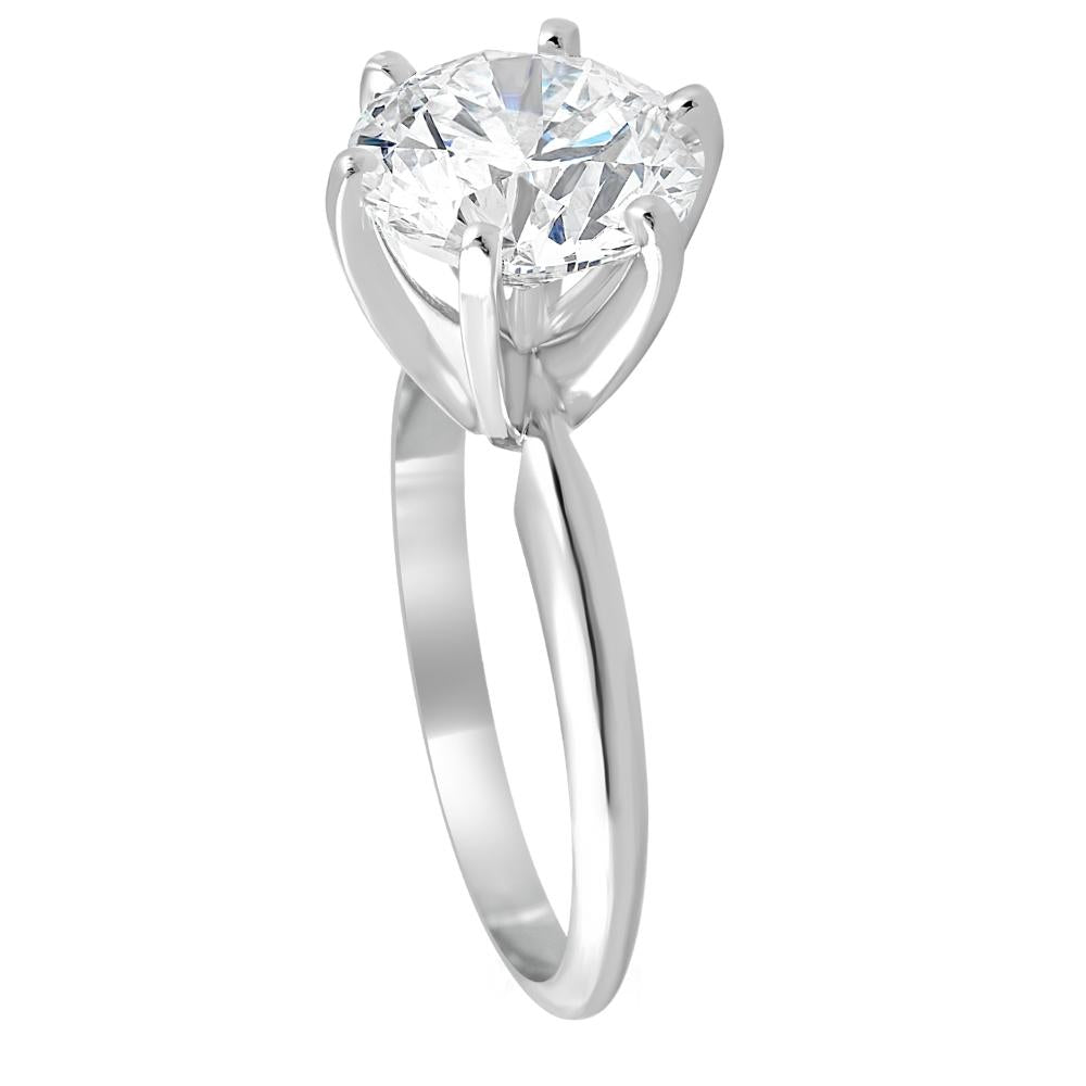 H/SI1 3 Ct Diamond Solitaire Platinum Engagement Ring Lab Grown