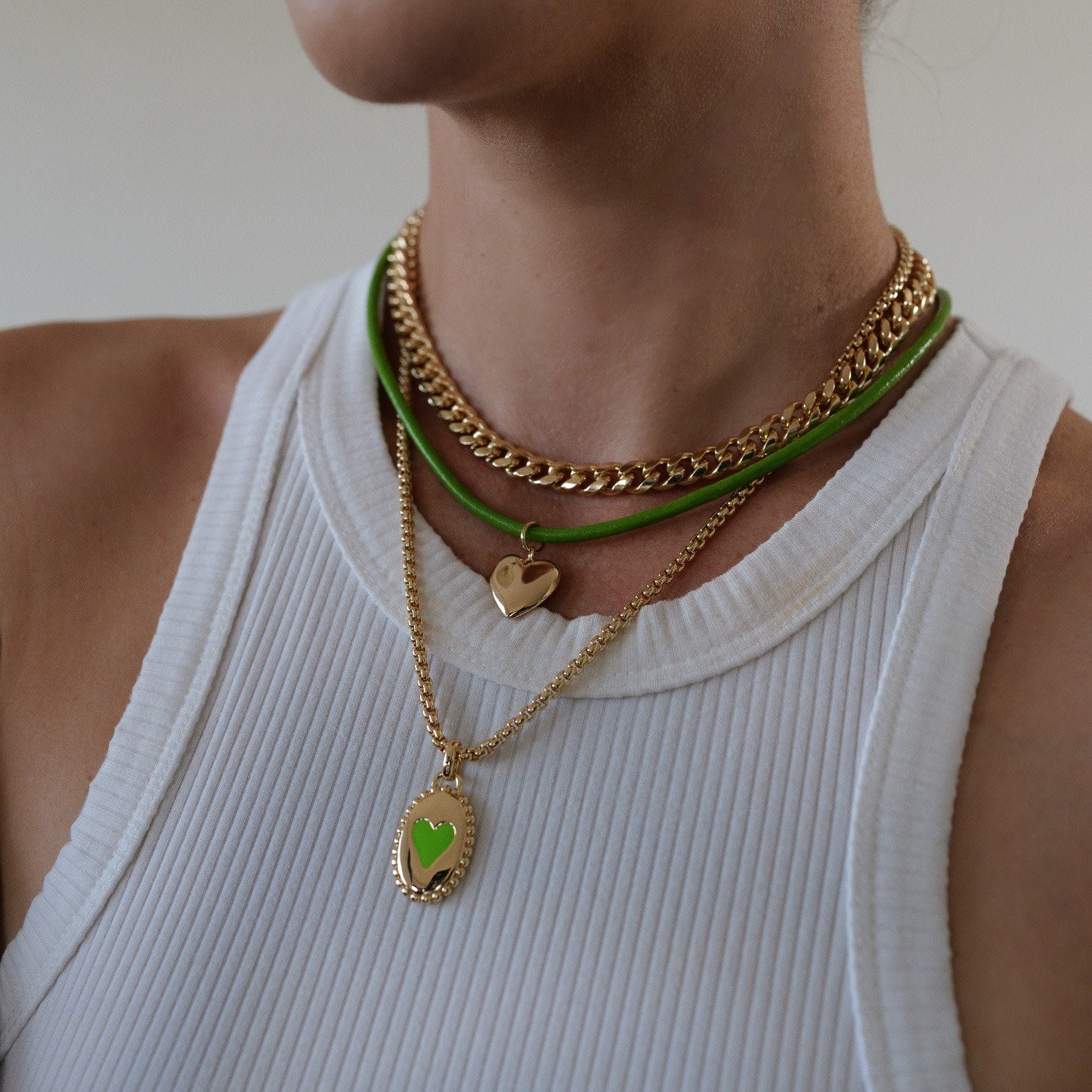 Casey Heart Necklace - Small In Green