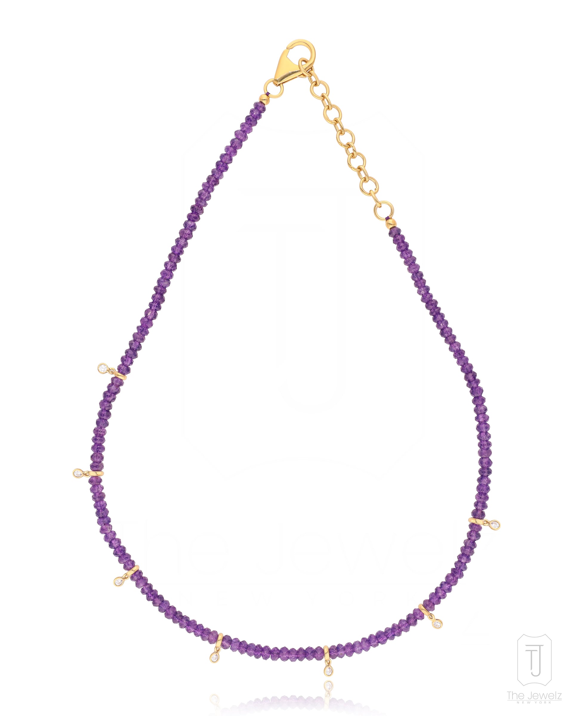 Beach & Amethyst Beads Silver Necklace For Women