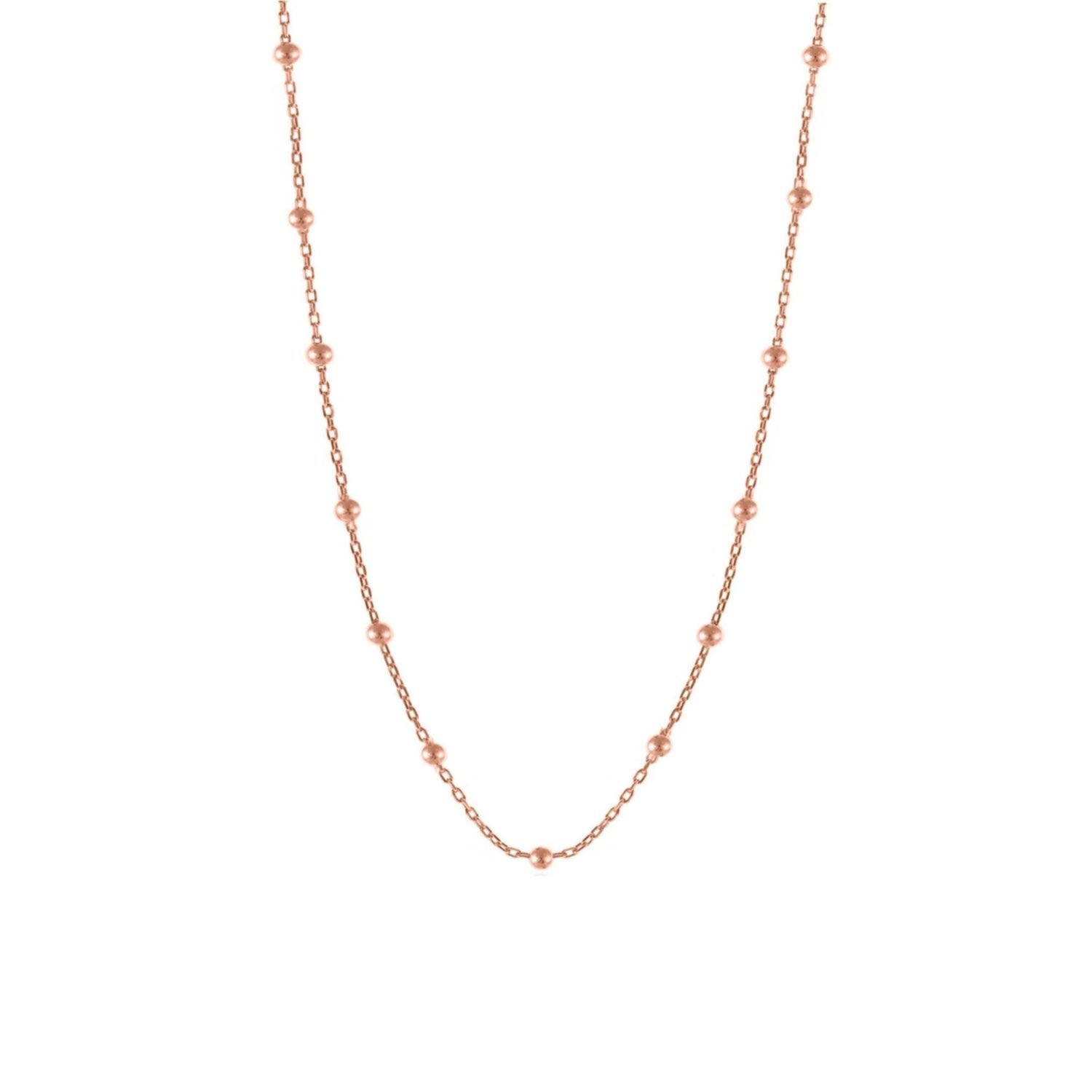 Bead Chain Sterling Silver Satellite Necklace - Rose Gold