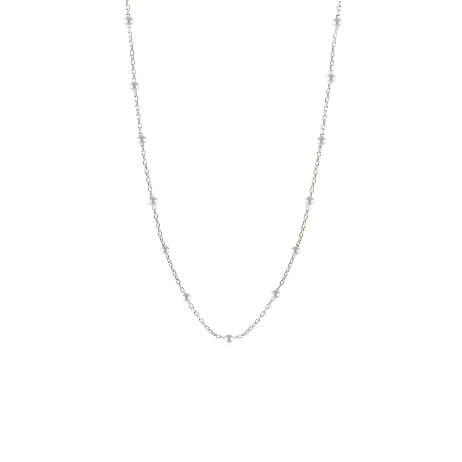 Bead Chain Sterling Silver Satellite Necklace - Silver