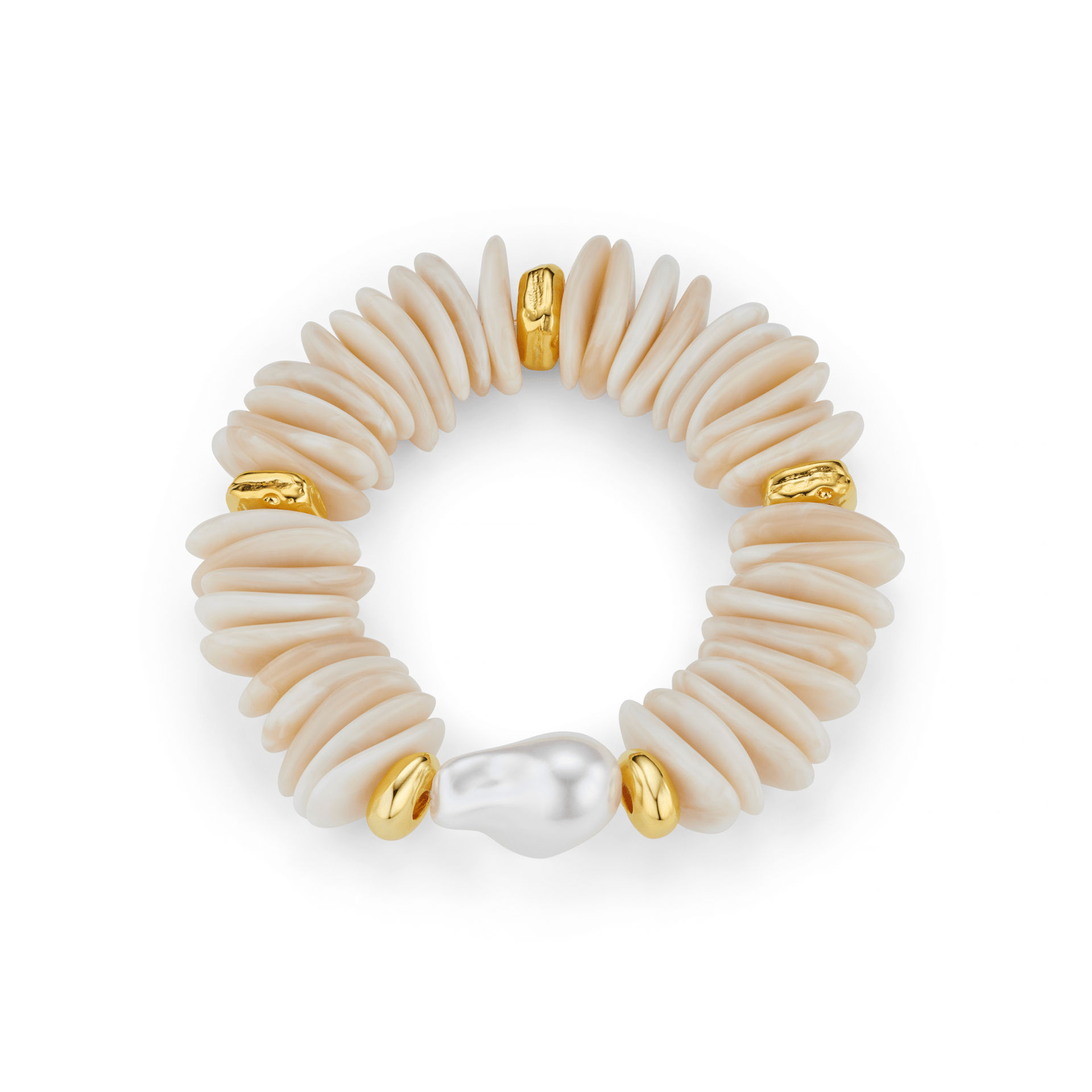 Statement Chip & Stationed Pearl Bracelet