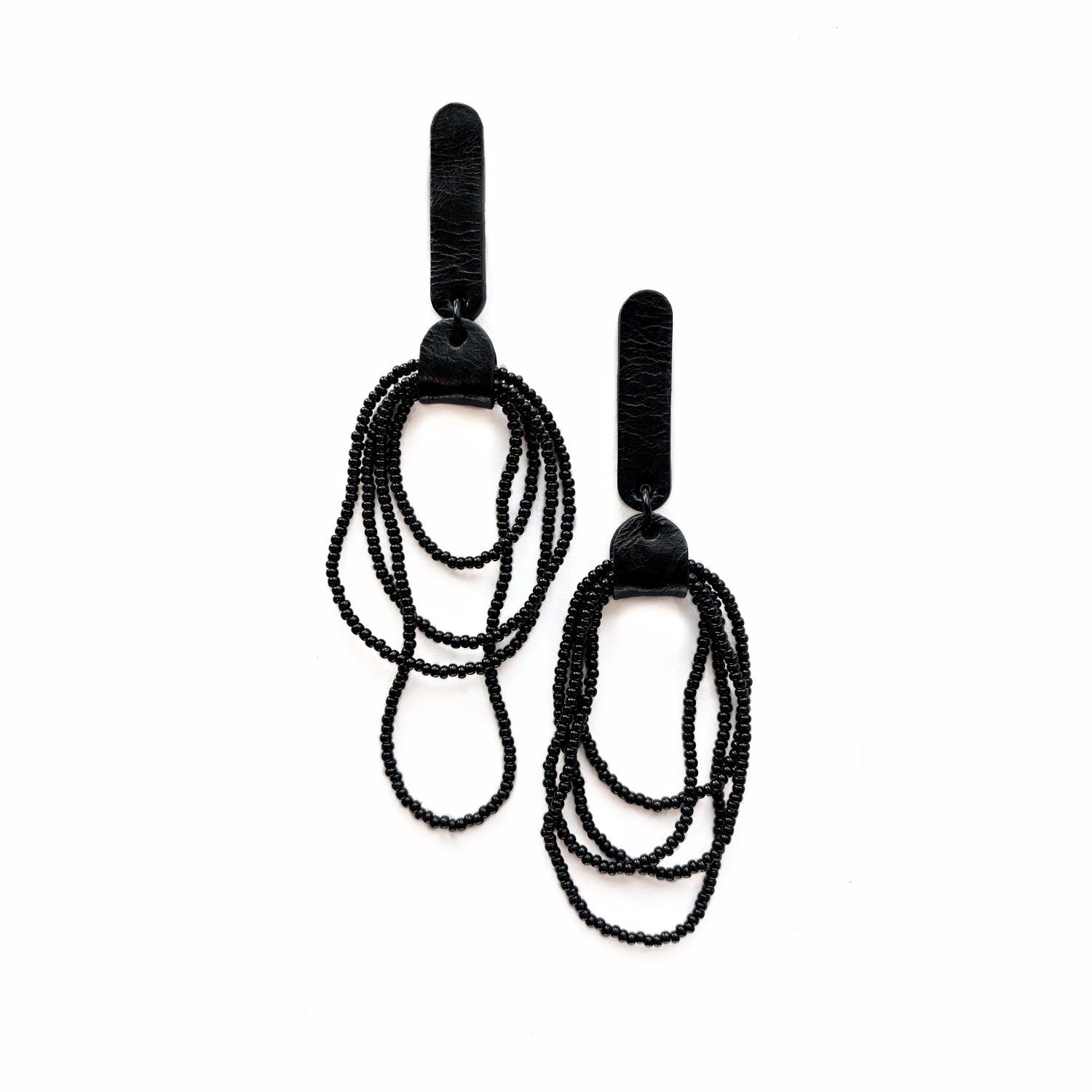 Beaded Dangle Leather Earrings