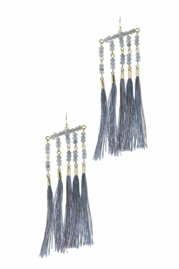 Beaded Fringe Tassel Earrings