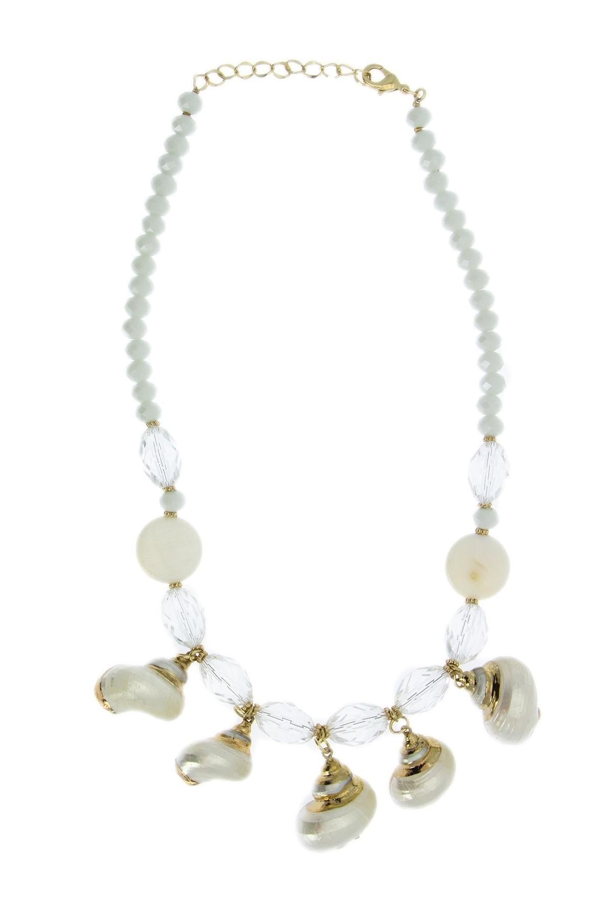 Beaded Gold Seashell Necklace