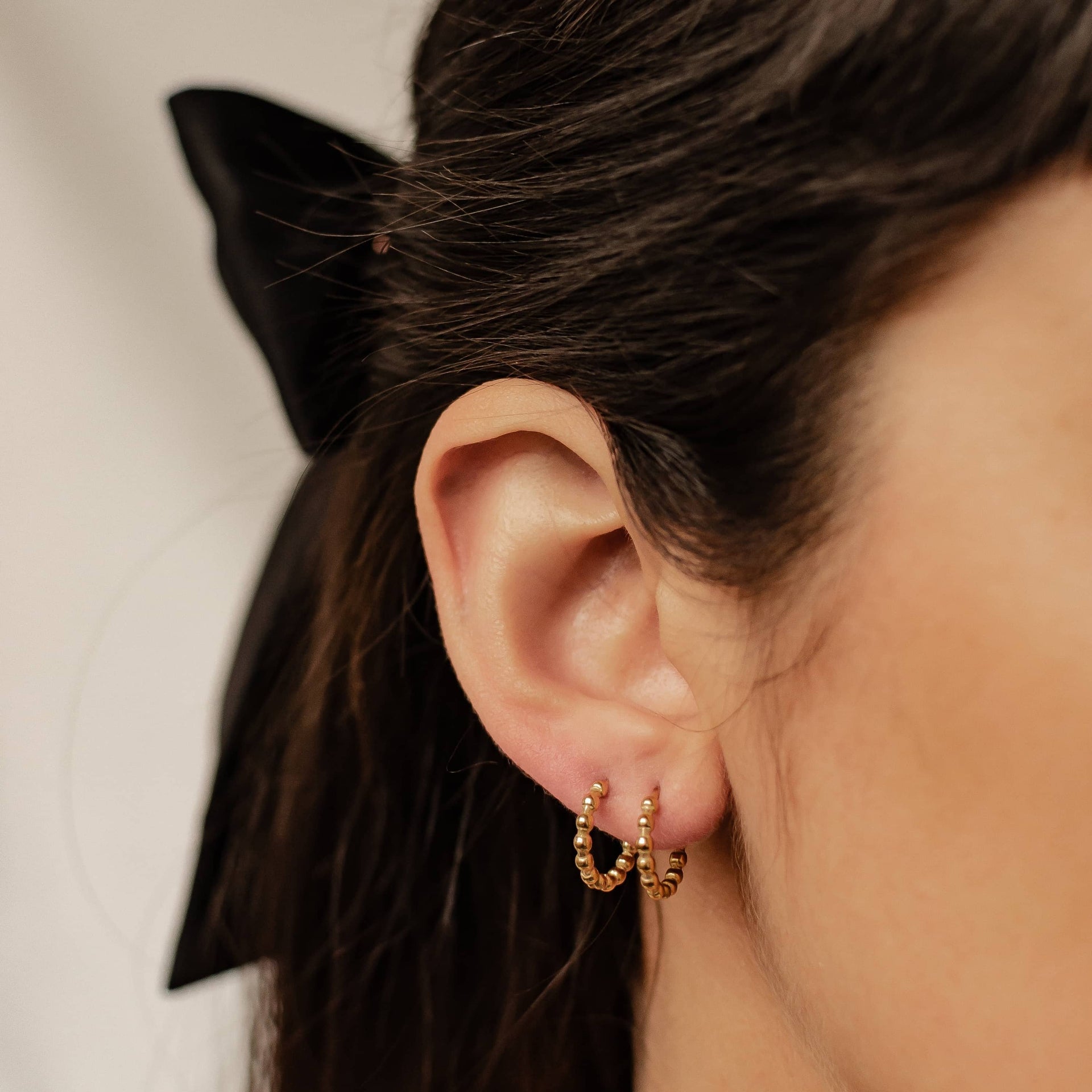 Beaded Hoop Earrings Stainless Steel