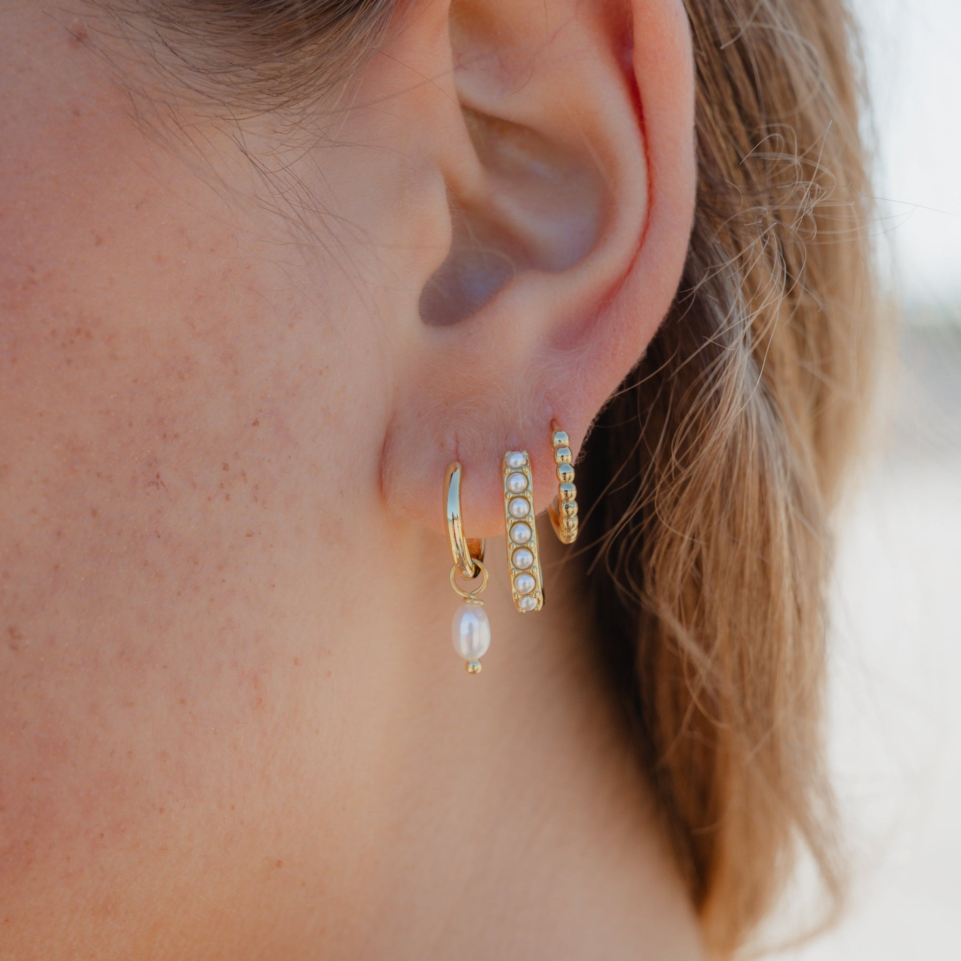 Mini Pearl Charm Drop Earrings