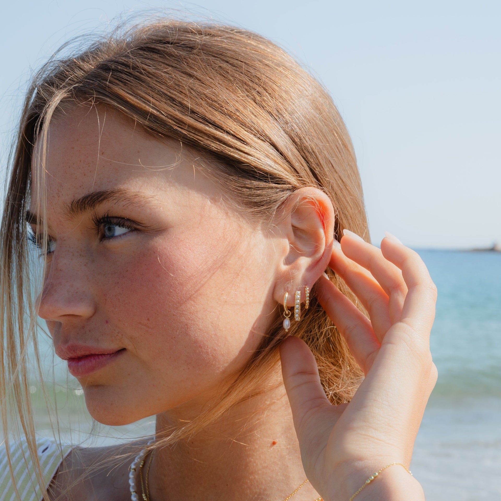 Beaded Huggie Hoop Earrings