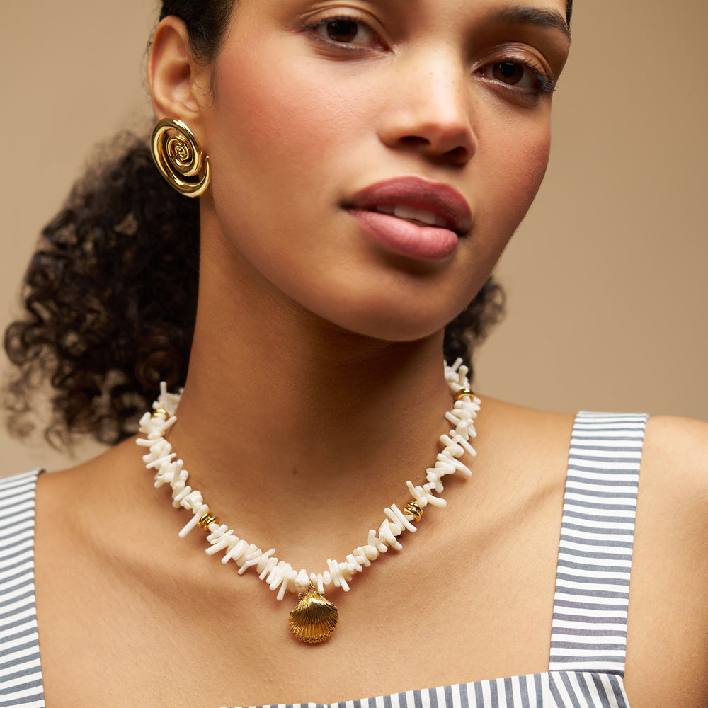 Statement Cream Coral Chip & Shell Necklace